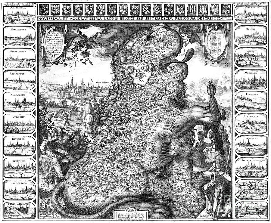 MAP - LOW COUNTRIES, c1611 Drawing by Claes Janszoon Visscher