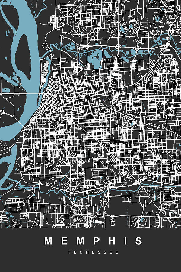 Map Memphis Tennessee Digital Art by Urban Maps