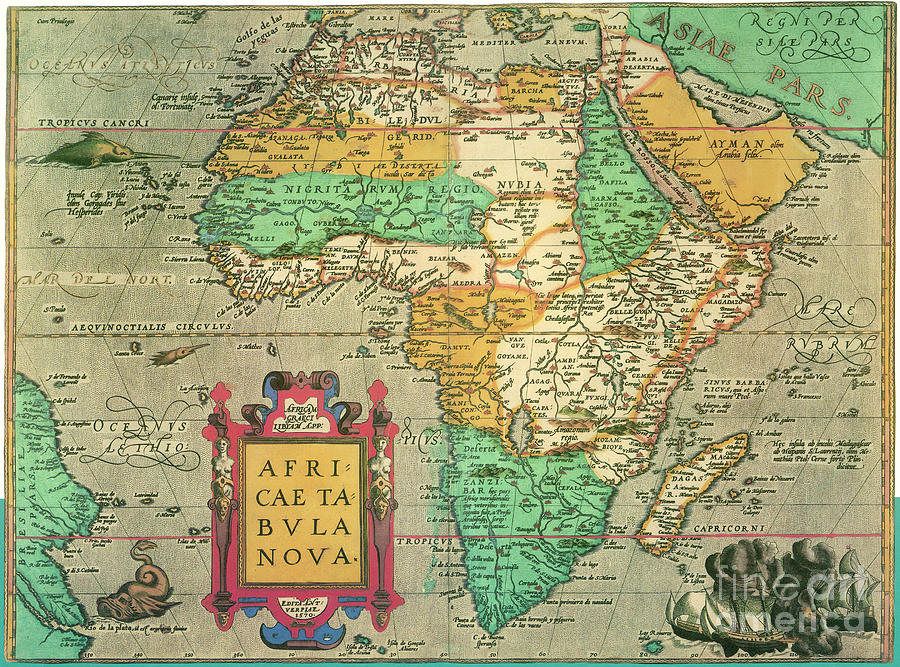 Map of Africa, 1595 Drawing by Abraham Ortelius