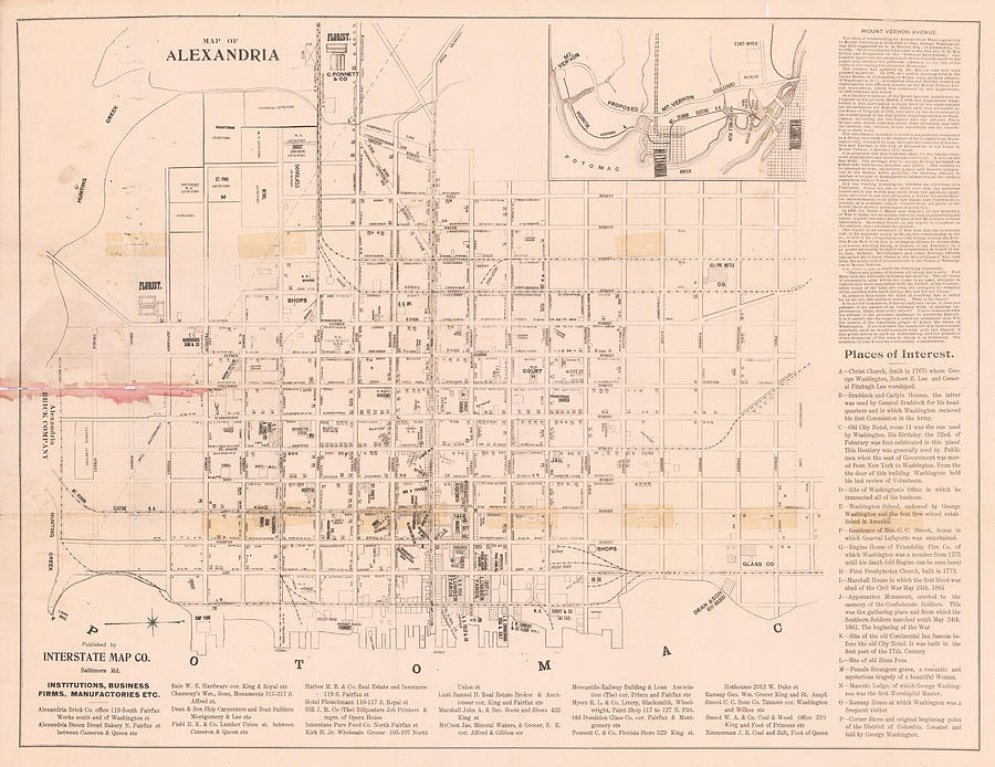 Map of Alexandria Baltimore circa Painting by Interstate Map Company