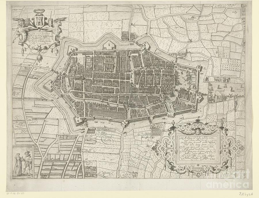 Map of Alkmaar, 1597, Cornelis Jacobsz. Drebbel, 1747 Painting by Shop ...