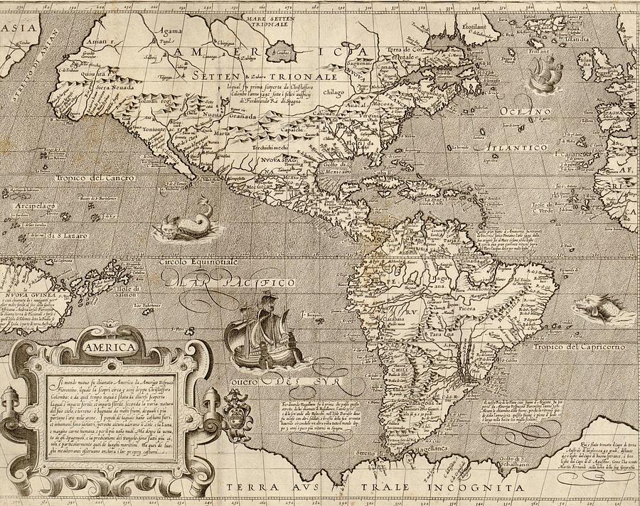 Map of America by Arnoldo di Arnoldi published by Matteo Florimi Siena ...