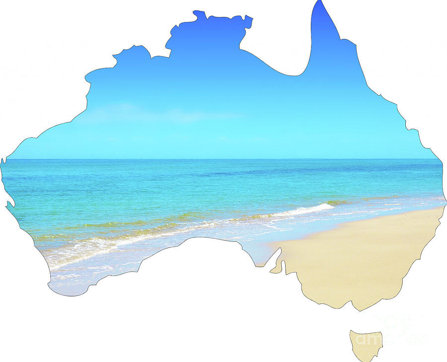 Map of Australia showing vast wide open sandy beach Photograph by Milleflore Images