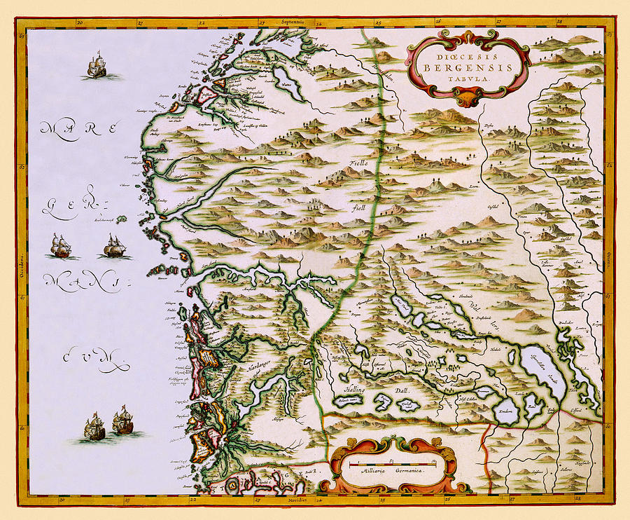 Map Of Bergen 1662 Photograph by Andrew Fare