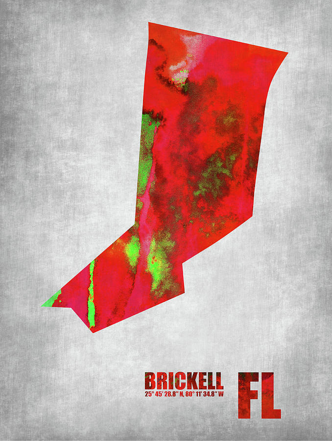 Map of Brickell Florida Mixed - Map Of Brickell Florida Naxart Studio