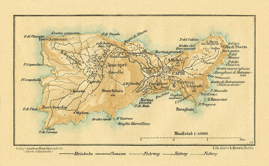 Map Of Capri 1911 Photograph by Andrew Fare