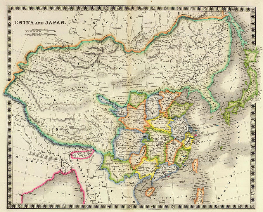 Map of China and Japan in 1844 Drawing by Jim Nesterwitz | Fine Art America