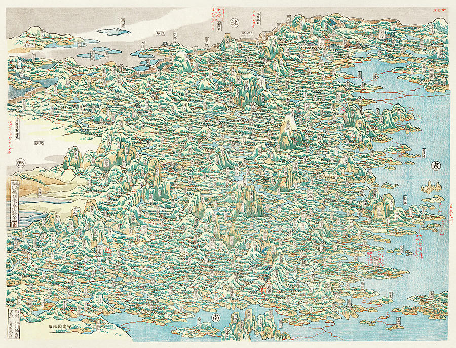 Katsushika Hokusai Drawing - Map of China by Katsushika Hokusai