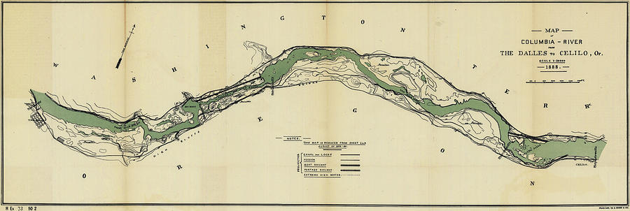 Map of Columbia River from The Dalles Painting by Artistic Panda - Pixels