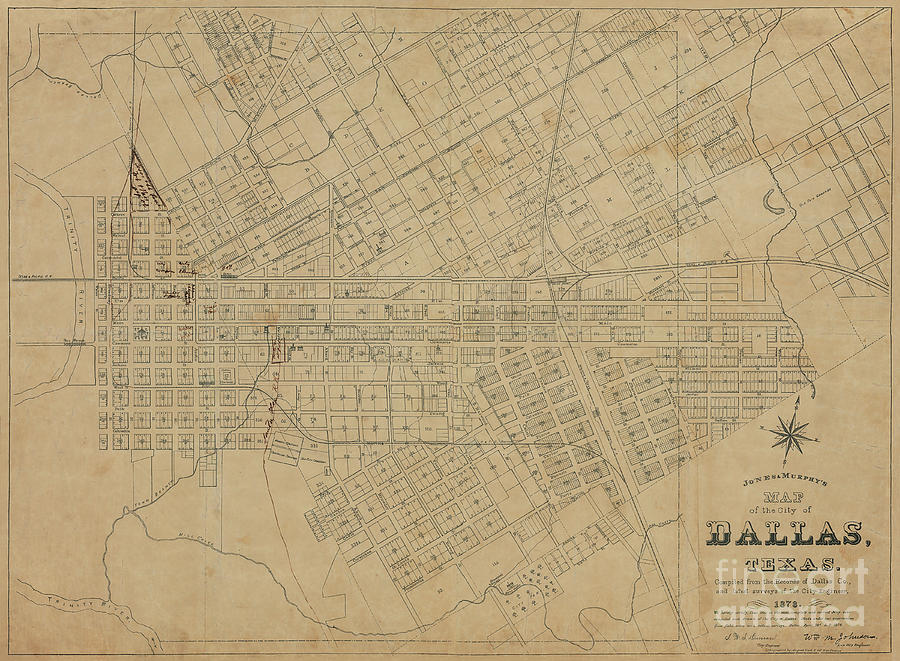 Dallas Map Photograph - Map of Dallas Texas 1878 by Jon Neidert