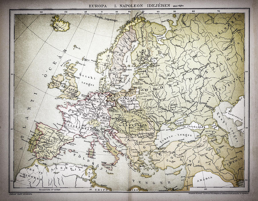Map of Europe ,Napoleon idea 1810 Drawing by Nastasic