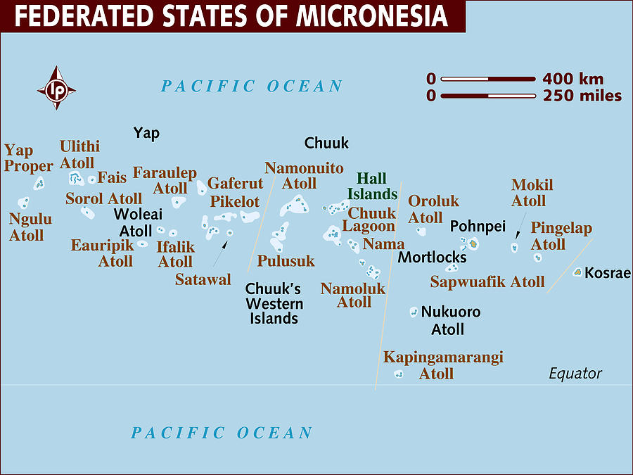 Map of Federated States of Micronesia. Drawing by Lonely Planet
