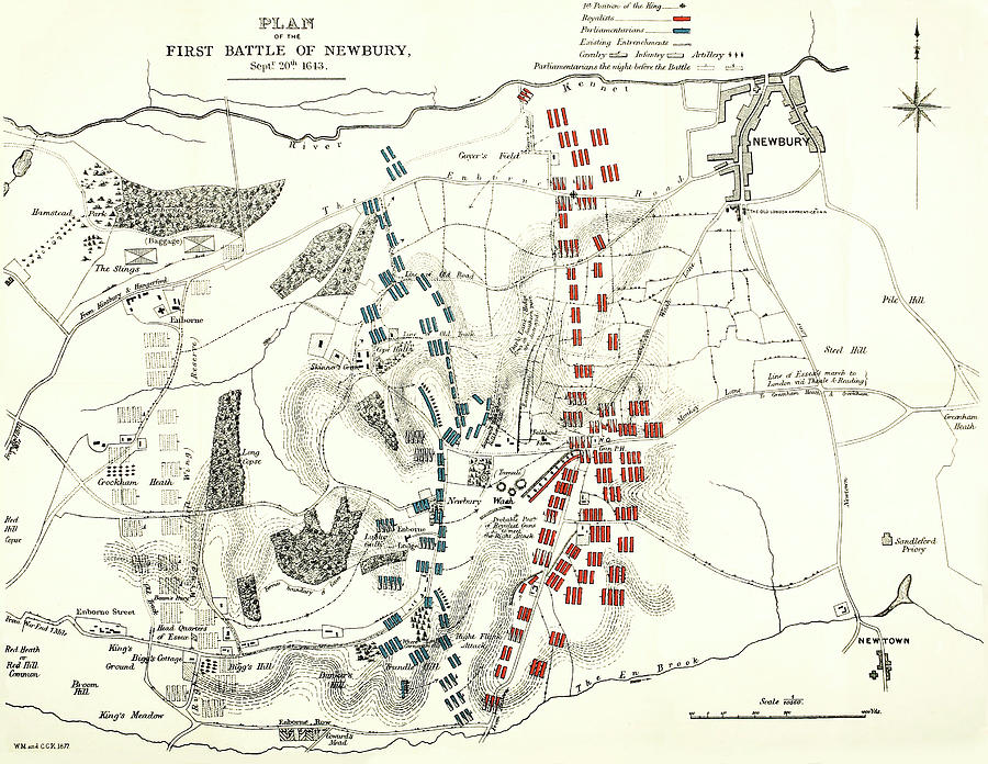 Map of First Battle of Newbury England 1643 Photograph by Daniel Hagerman