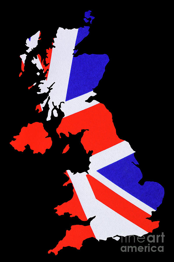 Map of Great Britain cut out with British flag Photograph by Milleflore Images