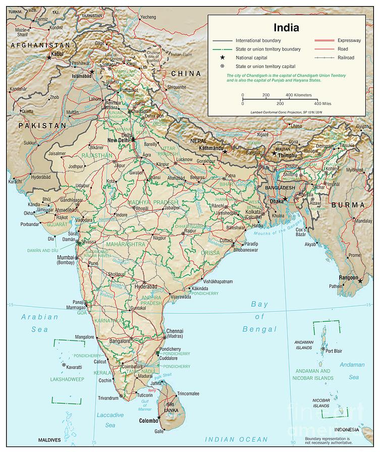 Map of India Photograph by JL Images | Fine Art America