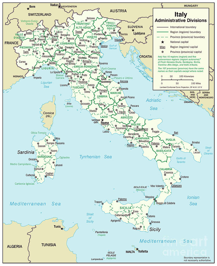 Administrative Map Of Italy, 2005 Drawing by Granger