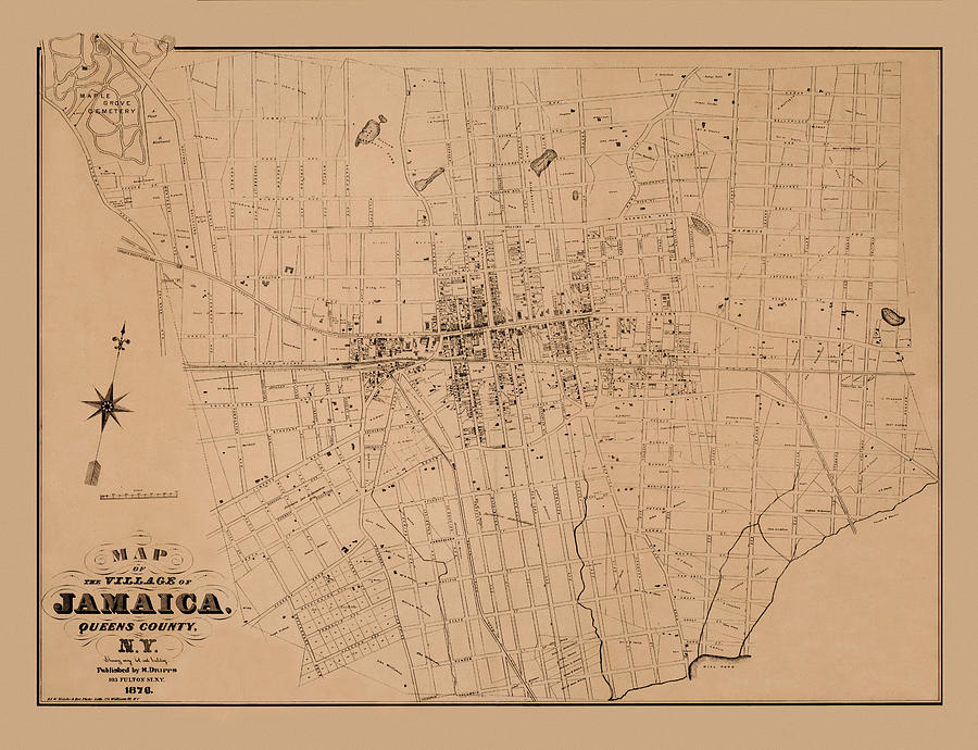Map Of Jamaica New York 1876 Photograph
