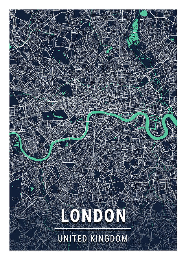 London City Map, England Digital Art by Dalida Artist - Fine Art America