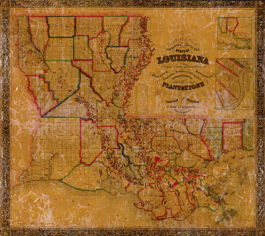 Map Of Louisiana 1848 Photograph