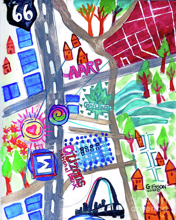 Map Of Maplewood Painting by Genevieve Esson