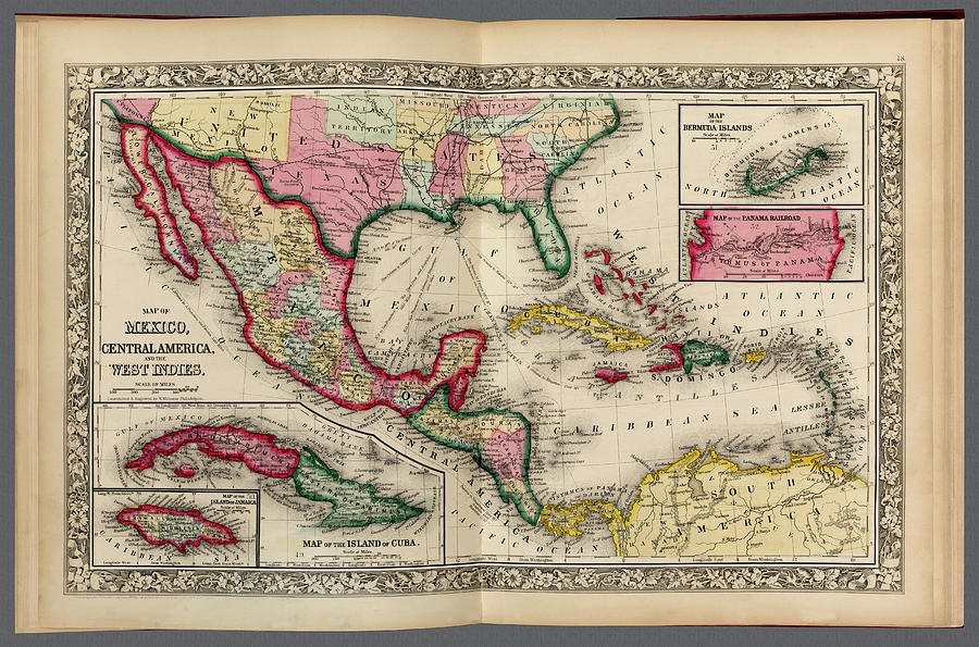 Map of Mexico, Central America, and the West Indies, 1863 Photograph by Phil Cardamone