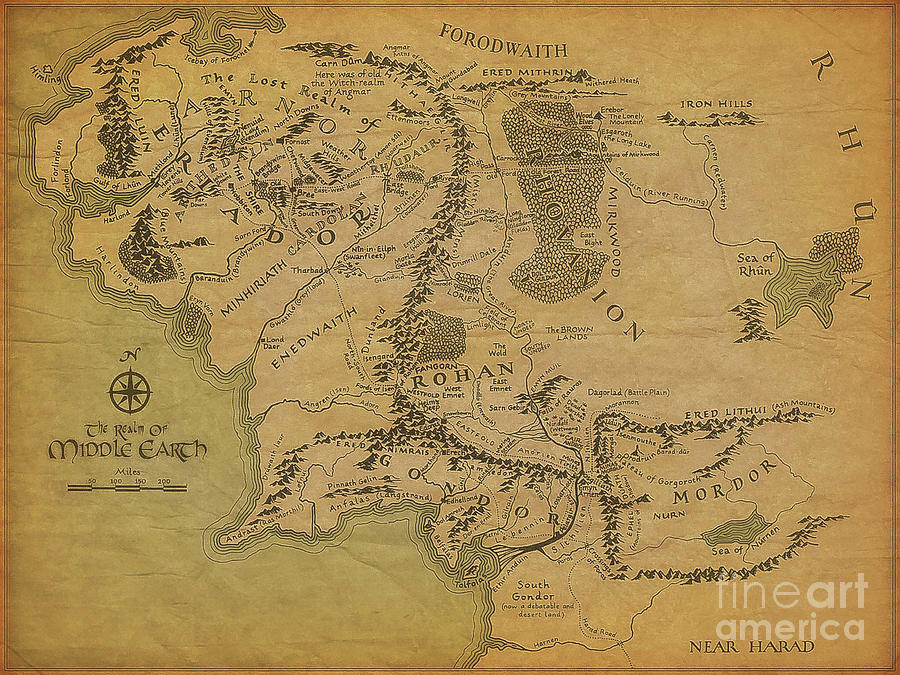 Lord Of The Rings Digital Art - Map of Middle Earth by Baltzgar