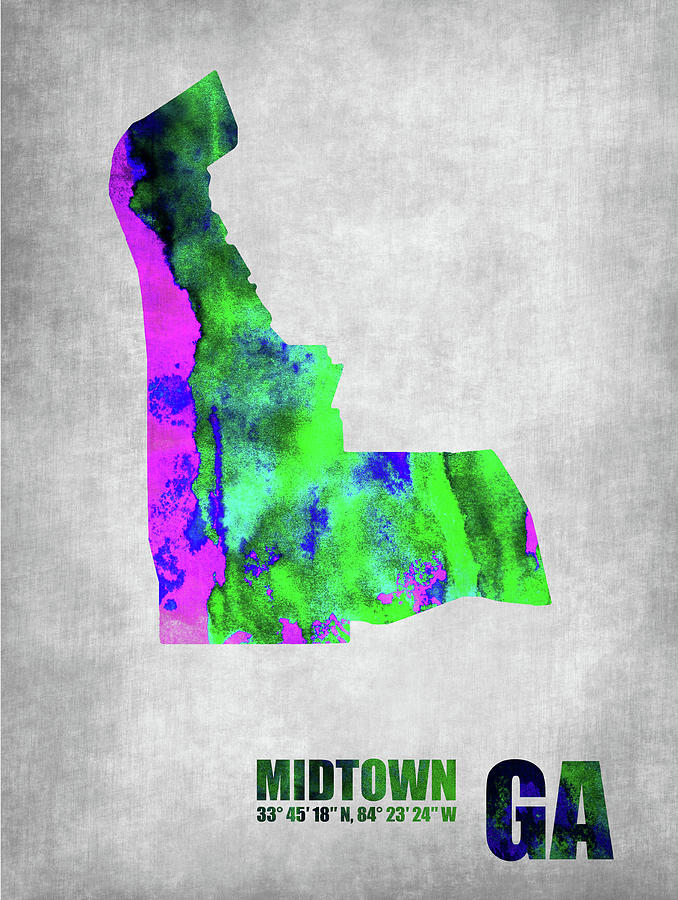 Map of Midtown, Atlanta Mixed Media by Naxart Studio - Fine Art America