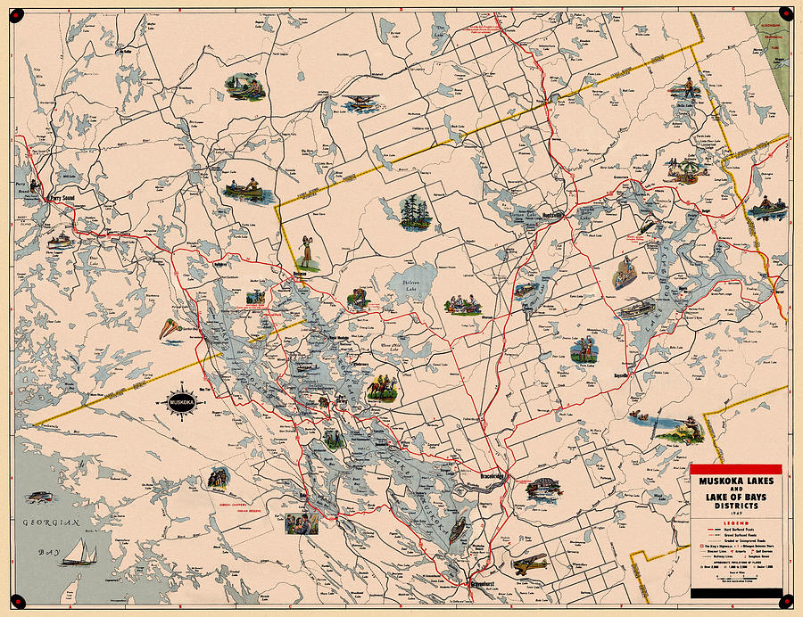 Map Of Muskoka 1949 Photograph by Andrew Fare
