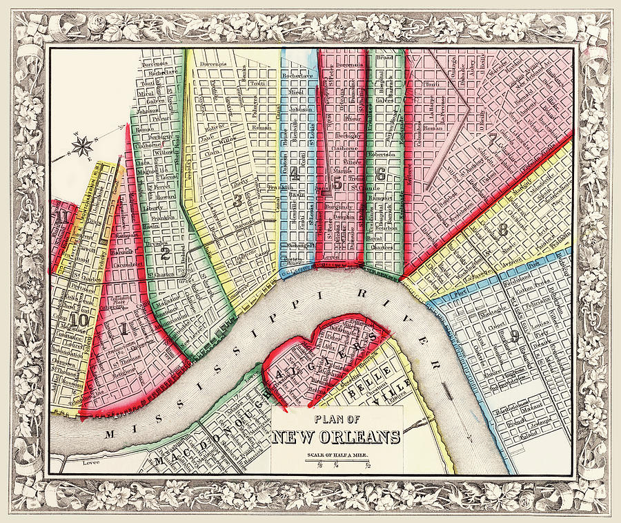 Map of New Orleans 1863 Photograph by Phil Cardamone
