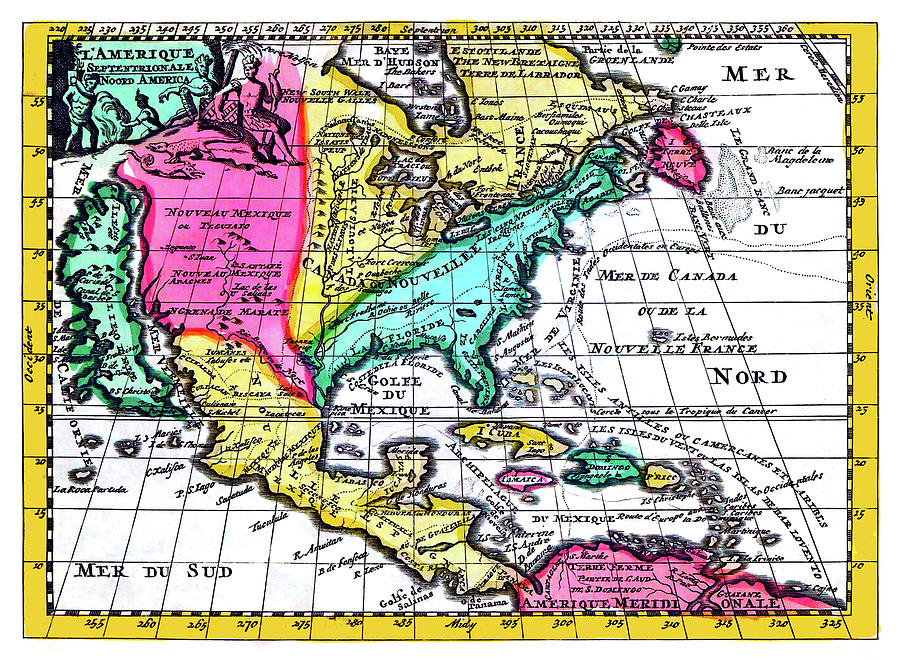 Map of North America 1735 Digital Art by Chuck Mountain