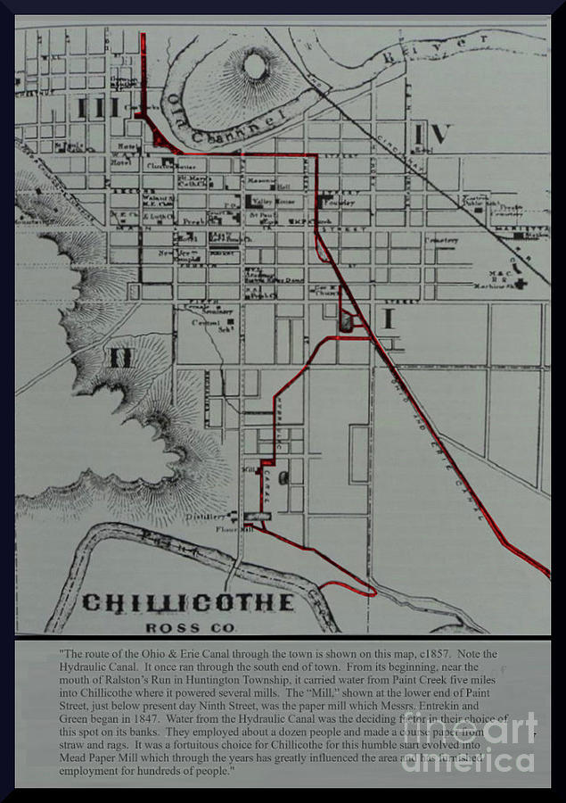 Map of Ohio Erie Canal through Chillicothe Ohio Mixed Media by Charles ...