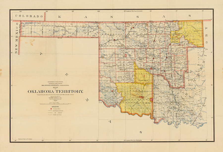 Map of Oklahoma Territory Compiled from the official Records of the ...