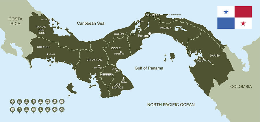 Map of Panama Drawing by Poligrafistka