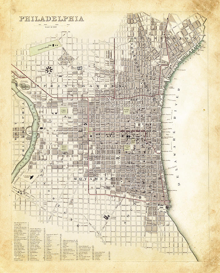 map of Philadelphia 1840 Drawing by Thepalmer