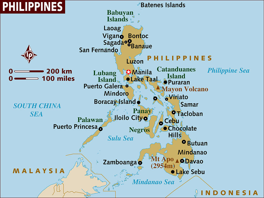 Map of Philippines. Drawing by Lonely Planet