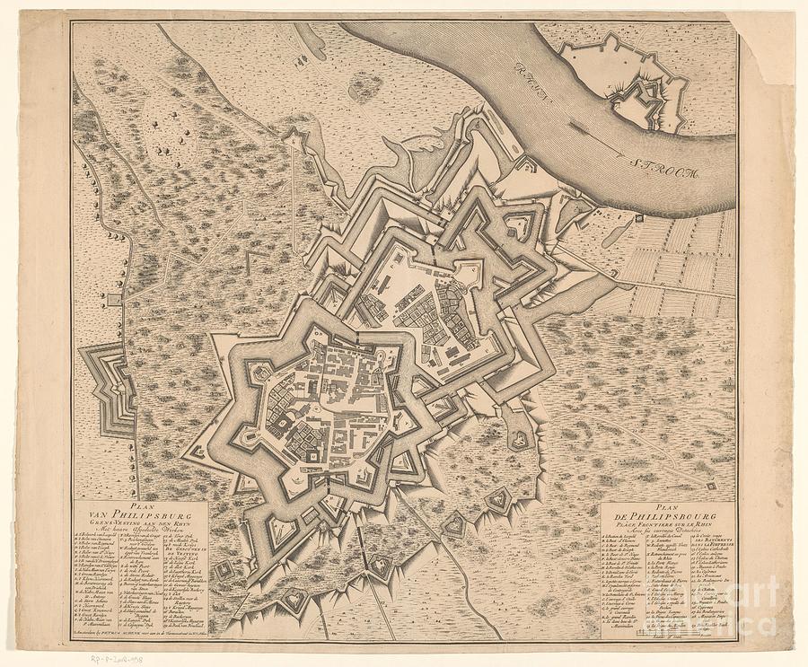 Map of Philippsburg, anonymous, 1727 - 1738 Painting by Shop Ability ...