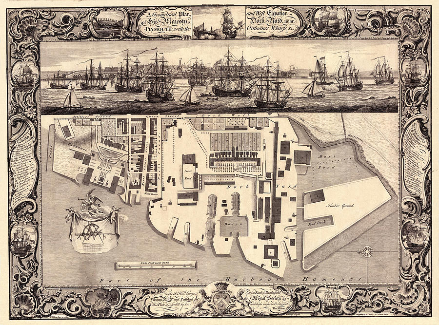 Map of Plymouth 1756 Photograph by Andrew Fare