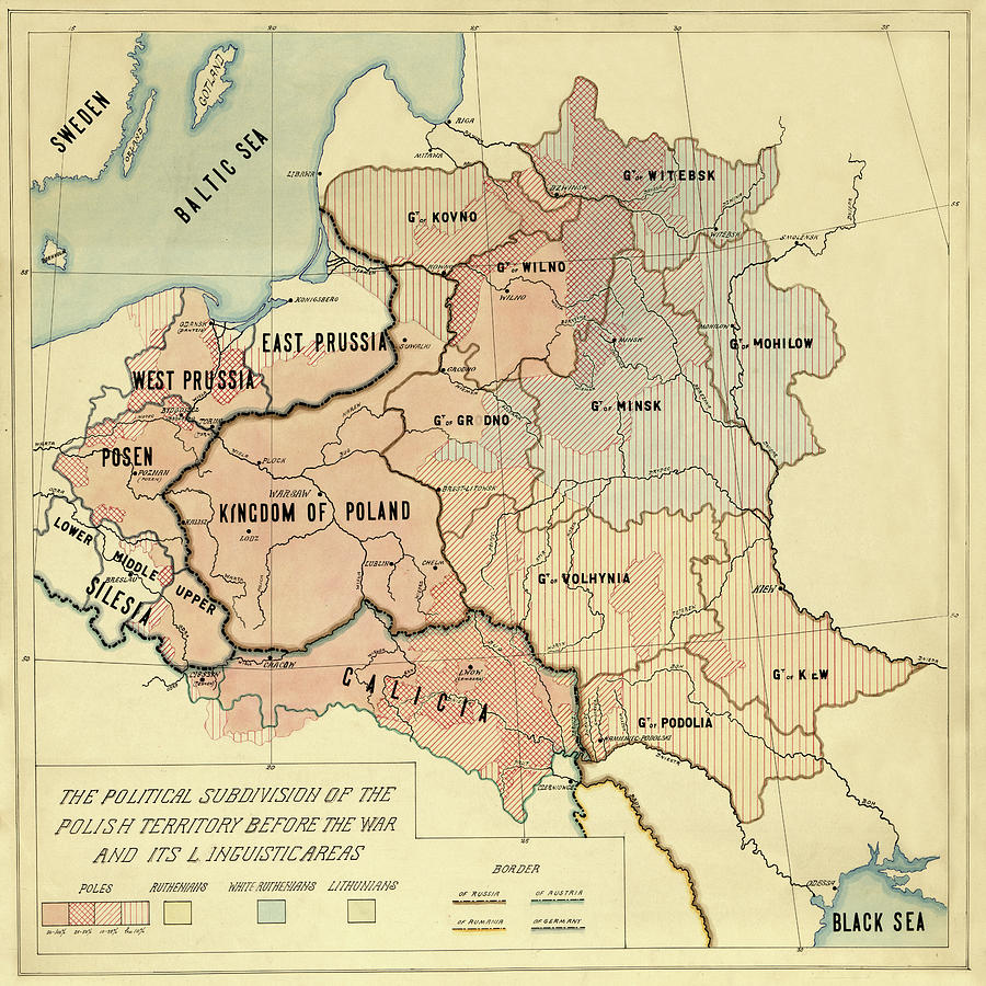Map Of Poland 1918 Photograph