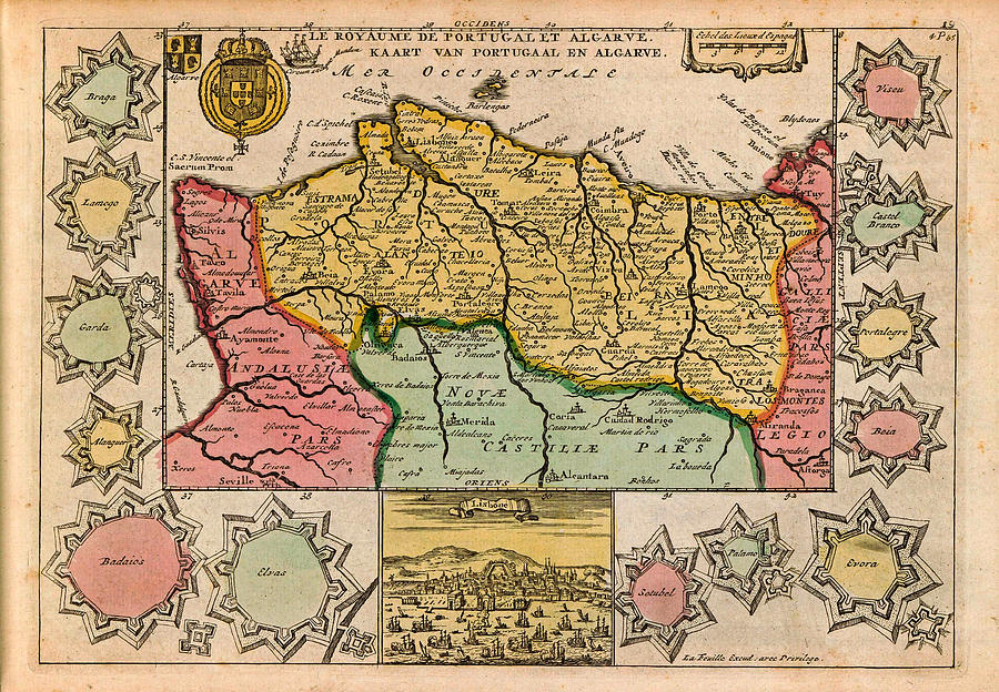 Map Of Portugal, Anonymous, 1735 Painting