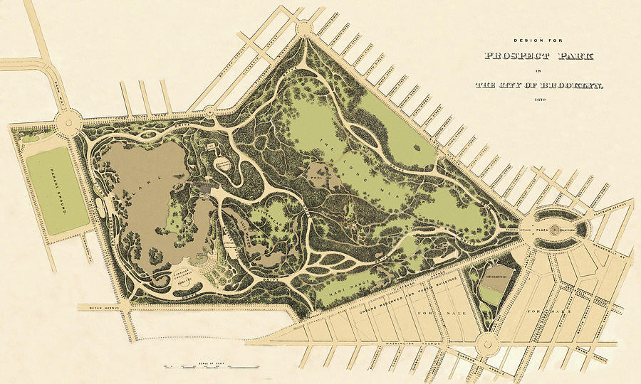 Map Of Prospect Park 1870 Photograph