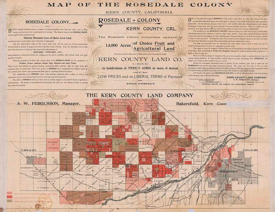 Map of Rosedale Colony Kern County California on verso Map of Part of