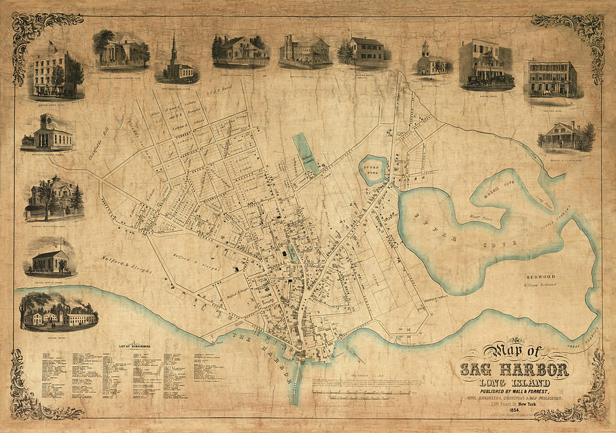Map Of Sag Harbor 1854 Photograph by Andrew Fare Fine Art America