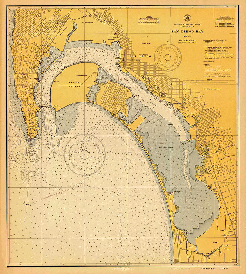 Map Of San Diego Bay 1942 Photograph by Andrew Fare