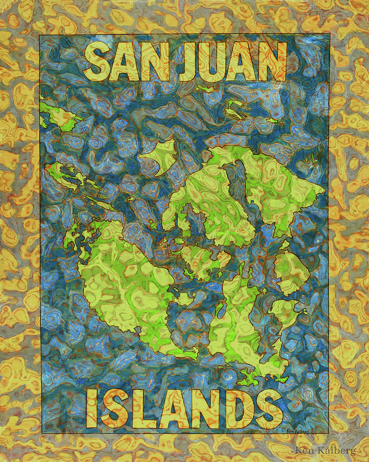 Map of San Juan Islands Painting by Ken Kalberg - Fine Art America