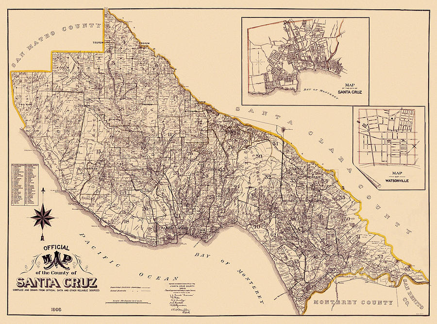 Map Of Santa Cruz 1906 Photograph by Andrew Fare