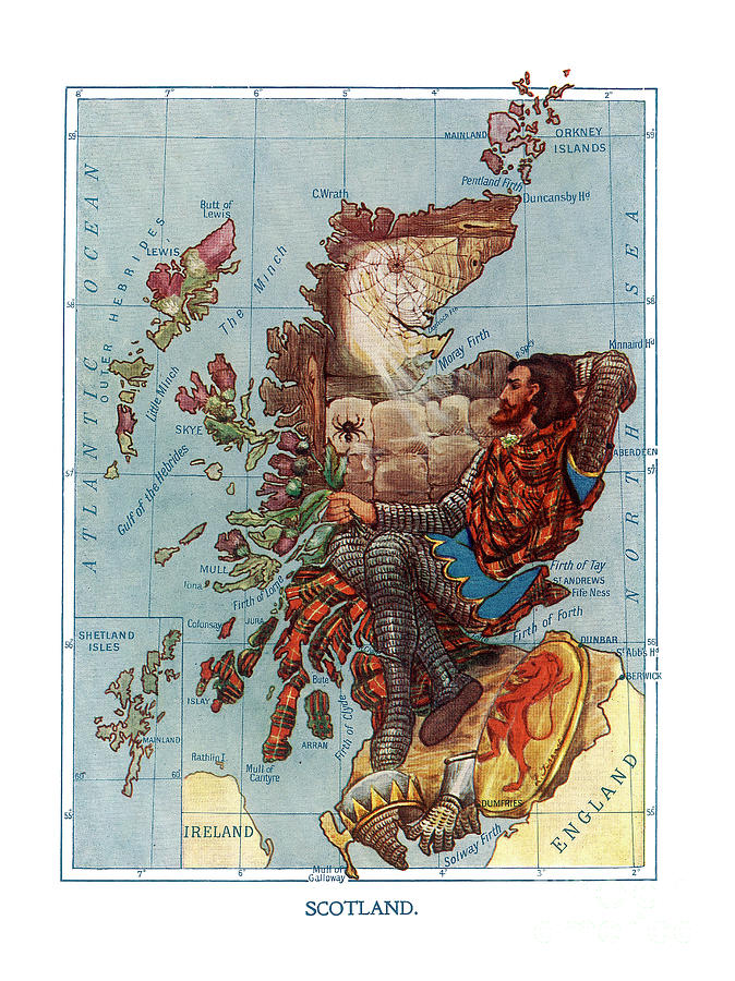 Lilian Lancaster - Scotland - King Robert the Bruce and the Spider - 1912 Digital Art by Vintage Map Lilian Lancaster - Scotland - King Robert the Bruce and the Spider - 1912 Digital Art by Vintage Map
