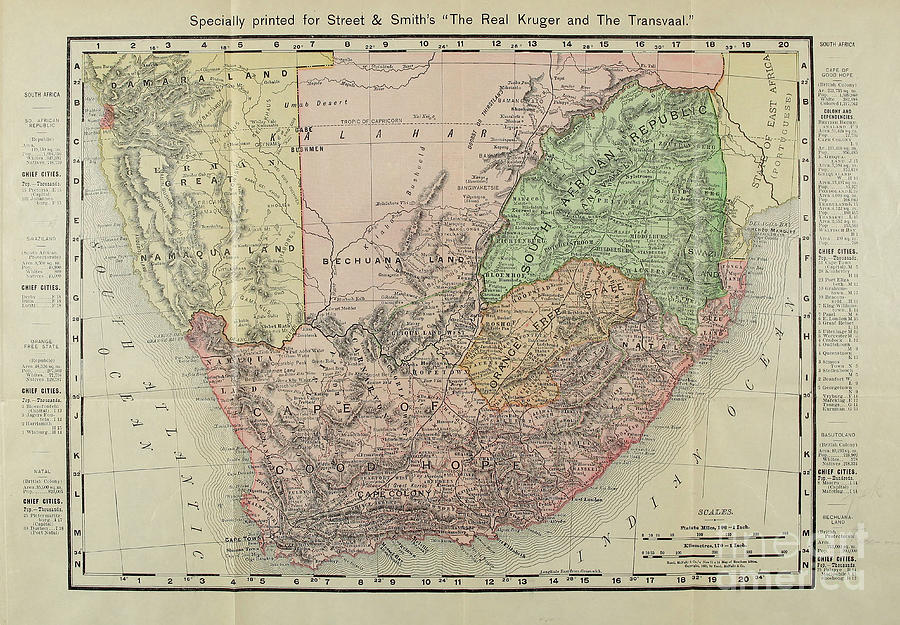 Map of South Africa 1900 f1 Photograph by Historic illustrations ...