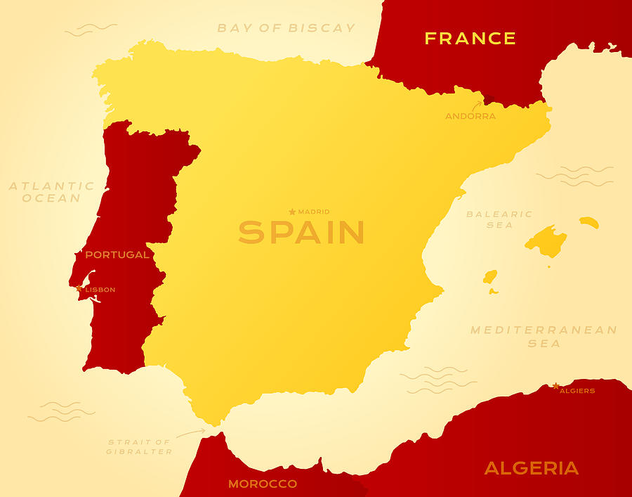 Map of Spain Drawing by Filo