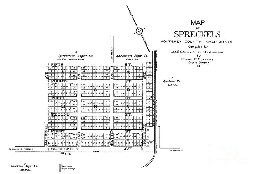 Map Photograph - Map of Spreckels, Monterey County,  1915 by Monterey County Historical Society