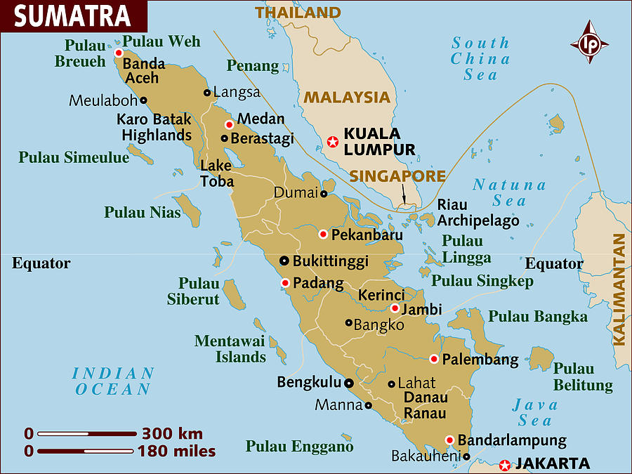 Map of Sumatra. Drawing by Lonely Planet